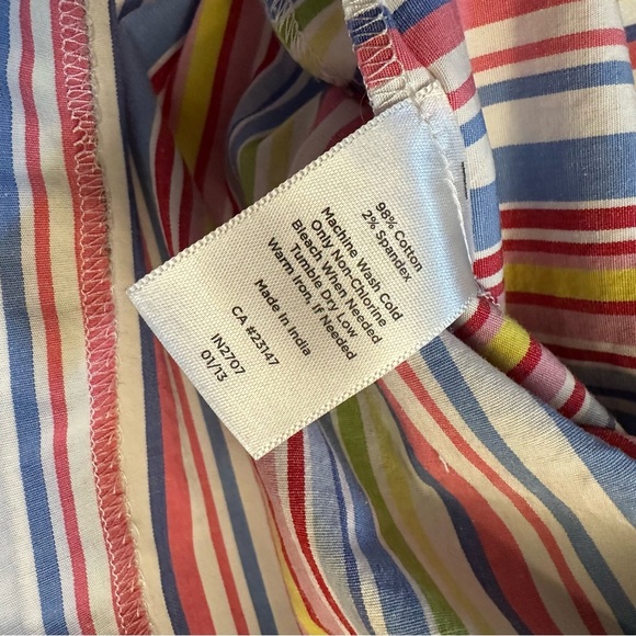 Talbots Stretch Cotton A Line Skirt Size 8 Striped Colorful Preppy Spring Summer - Picture 3 of 4